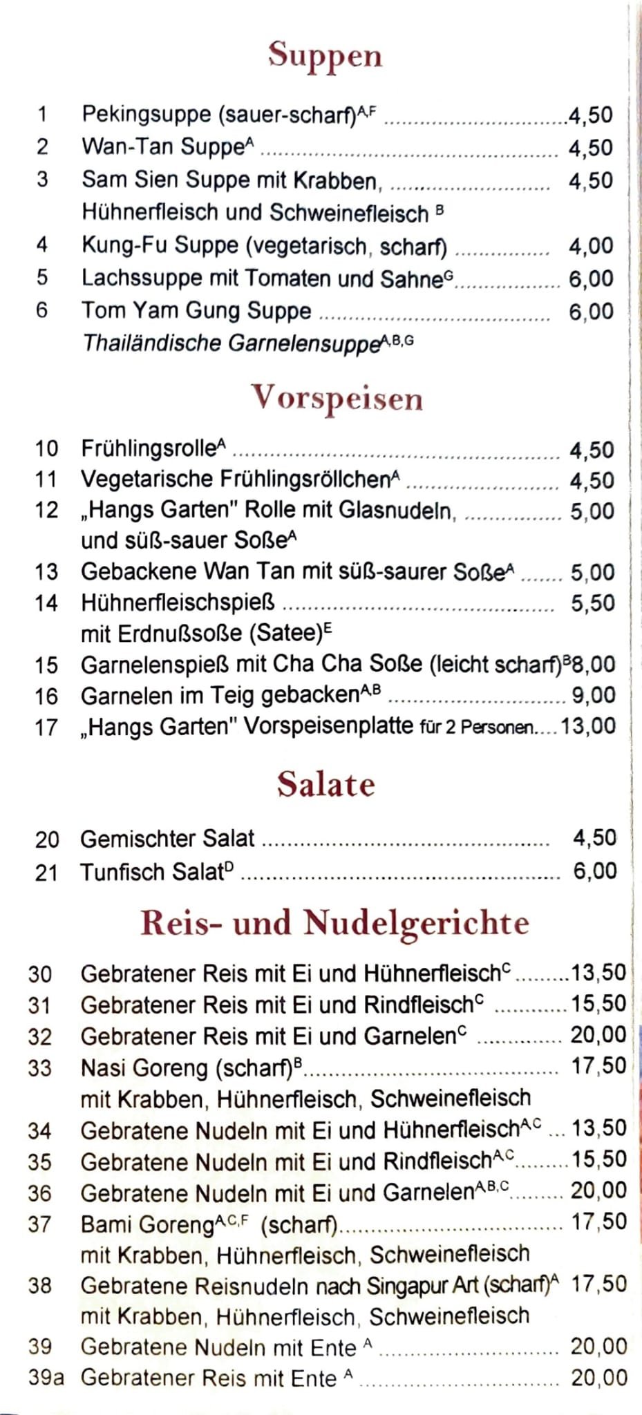 Speisekarte 1